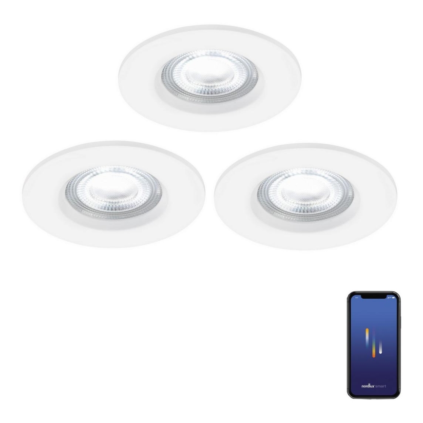 Nordlux - SET 3x Dimmbare LED-RGB-Einbauleuchte für Badezimmer DON SMART LED/4,7W/230V 2200-6500K IP65