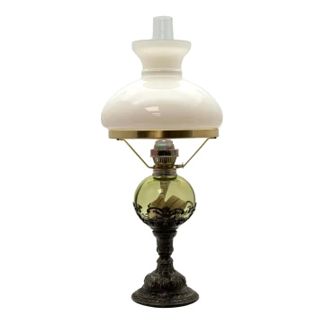 Öllampe DRAHOMÍRA 50 cm waldgrün mit Zinn verziert