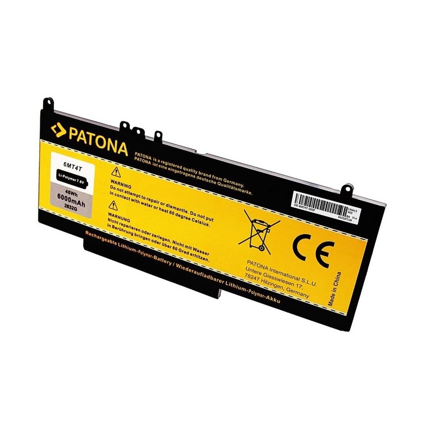 PATONA - Batterie Dell Lat.E5250/E5450/E5550 6000mAh Li-lon 7,6V