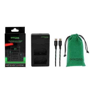 PATONA – Schnellladegerät Dual Canon LP-E6 + Kabel USB-C 0,6m