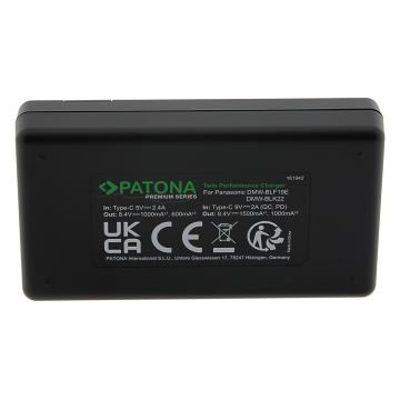 PATONA – Schnellladegerät Dual Panasonic DMW-BLF19 + Kabel USB-C 0,6m