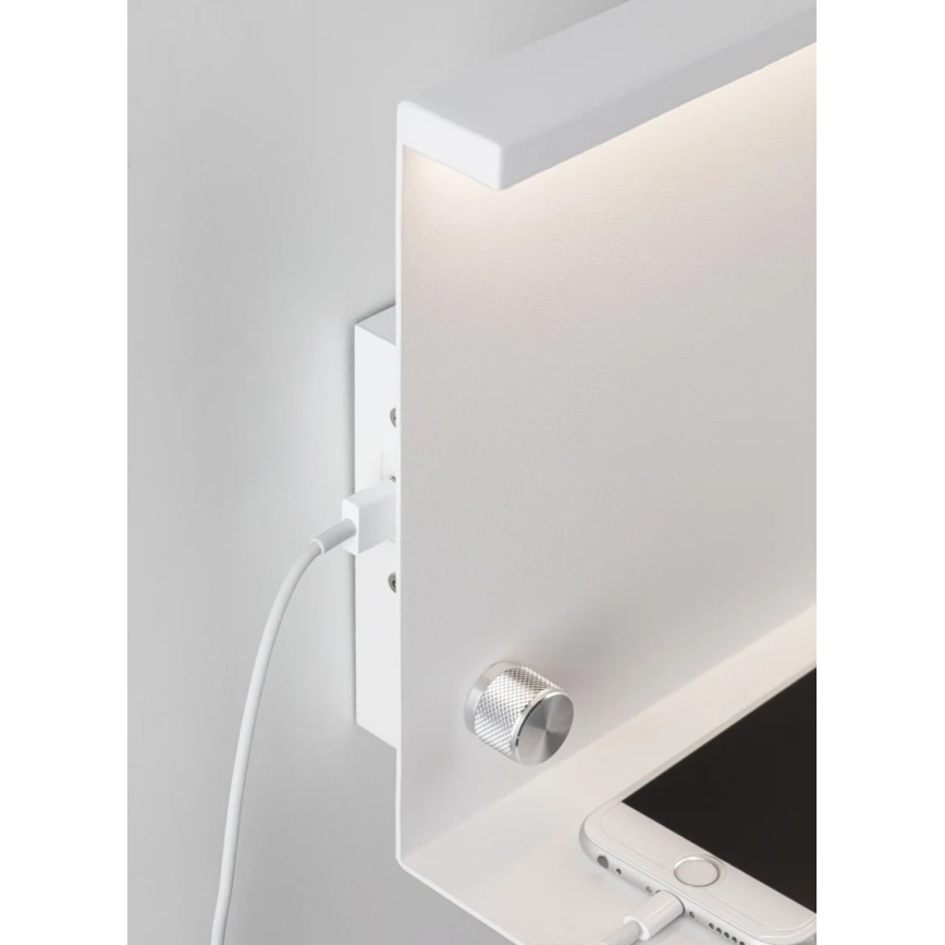 Paulmann 78916 - LED/4,5W Dimmbare Leuchte mit Ablage und USB JARINA 230V weiß