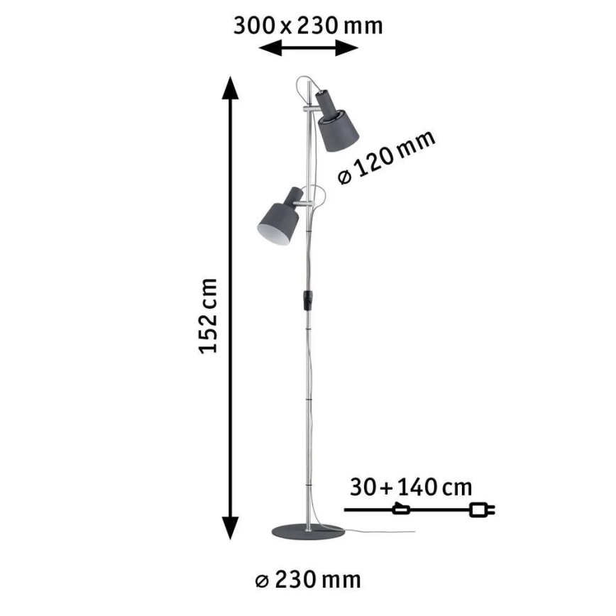 Paulmann 79690 - 2xE14/20W Stehleuchte NEORDIC HALDAR 230V