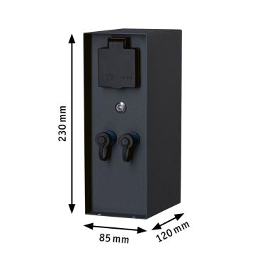 Paulmann 94701 -Outdoor-Steckdosensäule mit Dämmerungssensor RIO 2Z 230V IP44