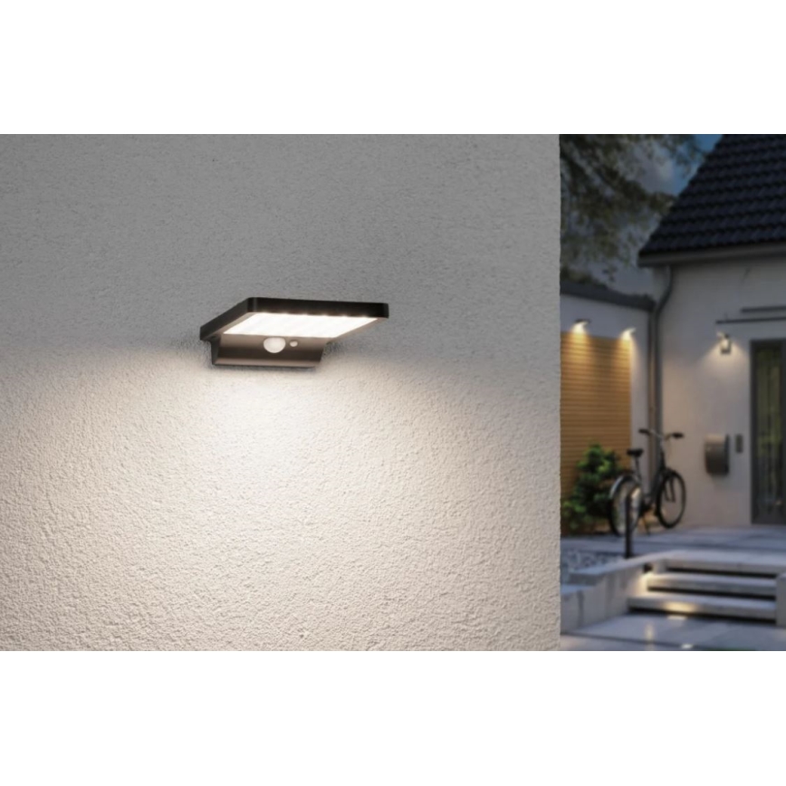 Paulmann 95393 - LED/4W IP44 Dimmbare Solar-Wandleuchte mit Sensor SOLVEIG 3,7V