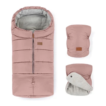 PETITE&MARS - SET Baby-Fußsack 3in1 JIBOT + Handmuffs für Kinderwagen JASIE rosa