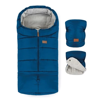 PETITE&MARS - SET Baby-Fußsack 3in1 JIBOT + Kinderwagen-Handschuh blau
