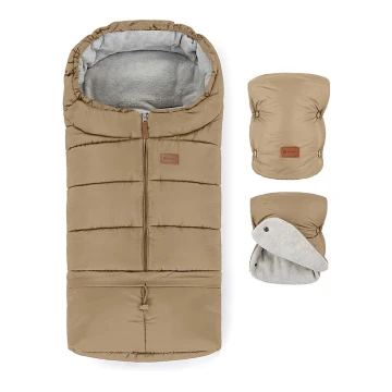 PETITE&MARS - SET Baby-Fußsack 3in1 JIBOT + Kinderwagen-Handschuh braun