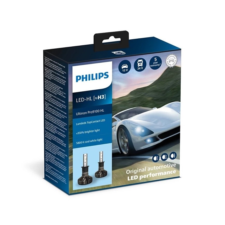 Philips 11336U91X2 - SET 2x LED-Auto-Leuchtmittel Ultinon Pro9100 H3 PK22s/13,2W/12/24V 5800K