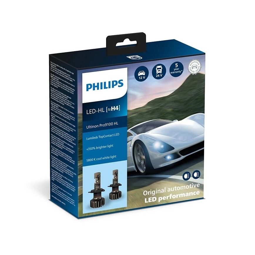 Philips 11342U91X2 - SET 2x LED-Auto-Leuchtmittel Ultinon 9100 H4 P43t-38/13,2W/12/24V 5800K