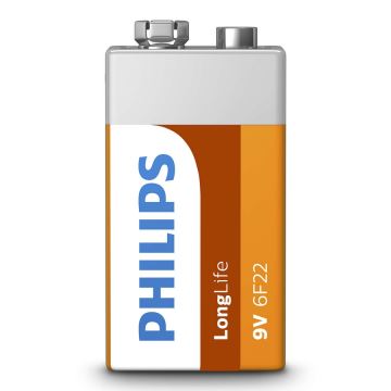 Philips 6F22L1B/10 - Zinkchlorid-Batterie 6F22 LONGLIFE 9V 150mAh