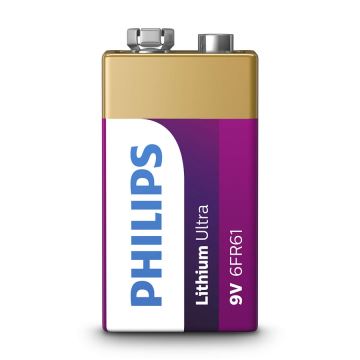 Philips 6FR61LB1A/10 - Lithium Batterie 6LR61 LITHIUM ULTRA 9V 600mAh
