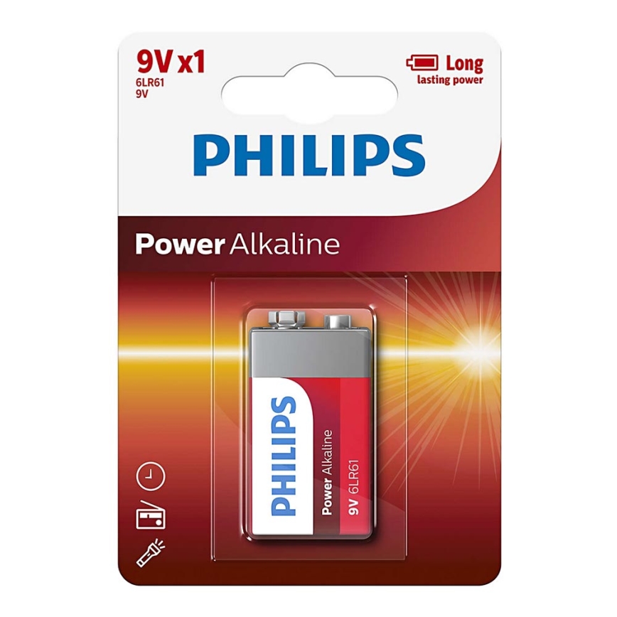 Philips 6LR61P1B/10 - Alkalibatterie 6LR61 POWER ALKALINE 9V 600mAh