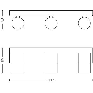 Philips - Badezimmerstrahler IDRIS 3xGU10/5W/230V IP44 schwarz