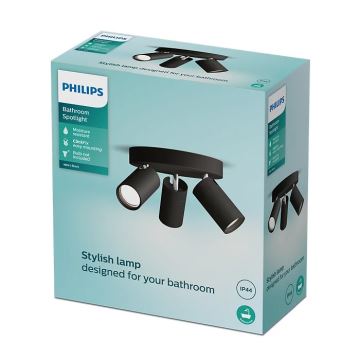 Philips - Badezimmerstrahler IDRIS 3xGU10/5W/230V IP44 schwarz