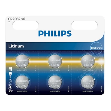 Philips CR2032P6/01B - 6 Stück mit Lithium Knopfzellen CR2032 MINICELLS 3V 240mAh