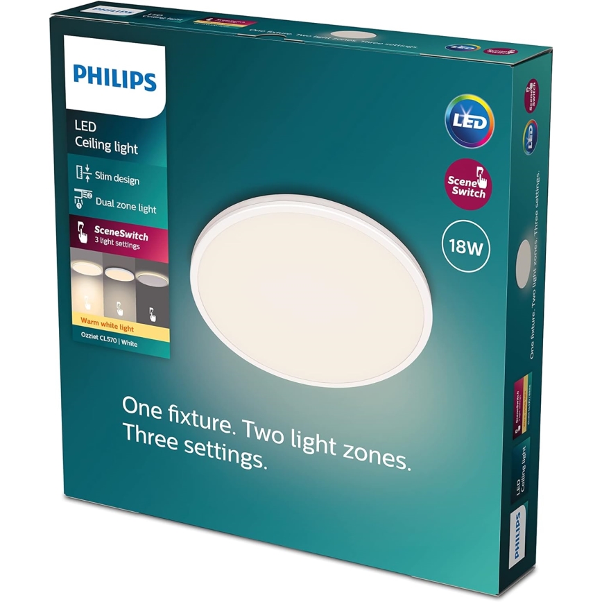 Philips - Dimmbare LED-Deckenleuchte SCENE SWITCH LED/18W/230V d 30 cm 2700K weiß