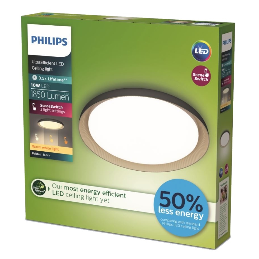 Philips - Dimmbare LED-Deckenleuchte PEBBLO SCENE SWITCH LED/10W/230V 2700K schwarz