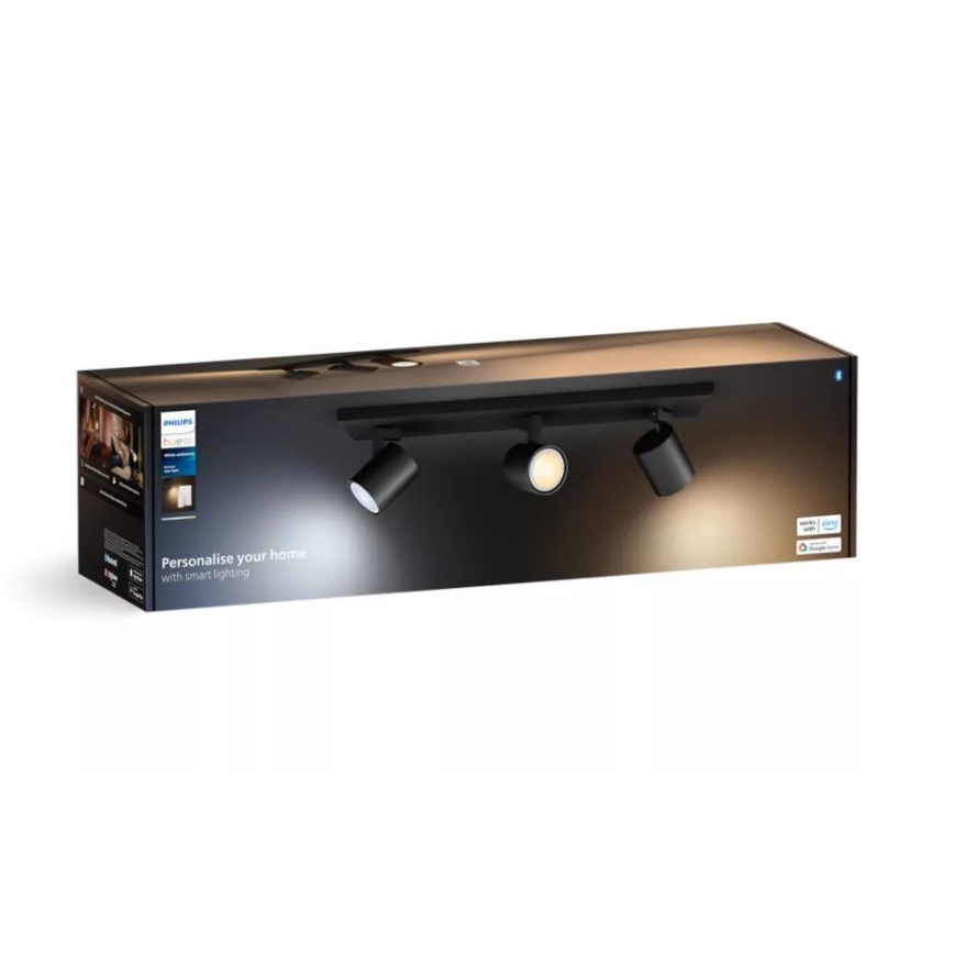 Philips - Dimmbarer LED-Strahler Hue RUNNER 3xGU10/4,2W/230V 2200-6500K + Fernbedienung schwarz