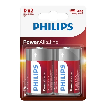 Philips LR20P2B/10 - 2 Stk. alkalische Batterie D POWER ALKALINE 1,5V 14500mAh