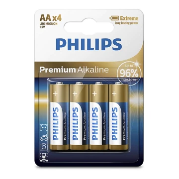 Philips LR6M4B/10 - 4 Stk. alkalische Batterie AA PREMIUM ALKALINE 1,5V 3200mAh