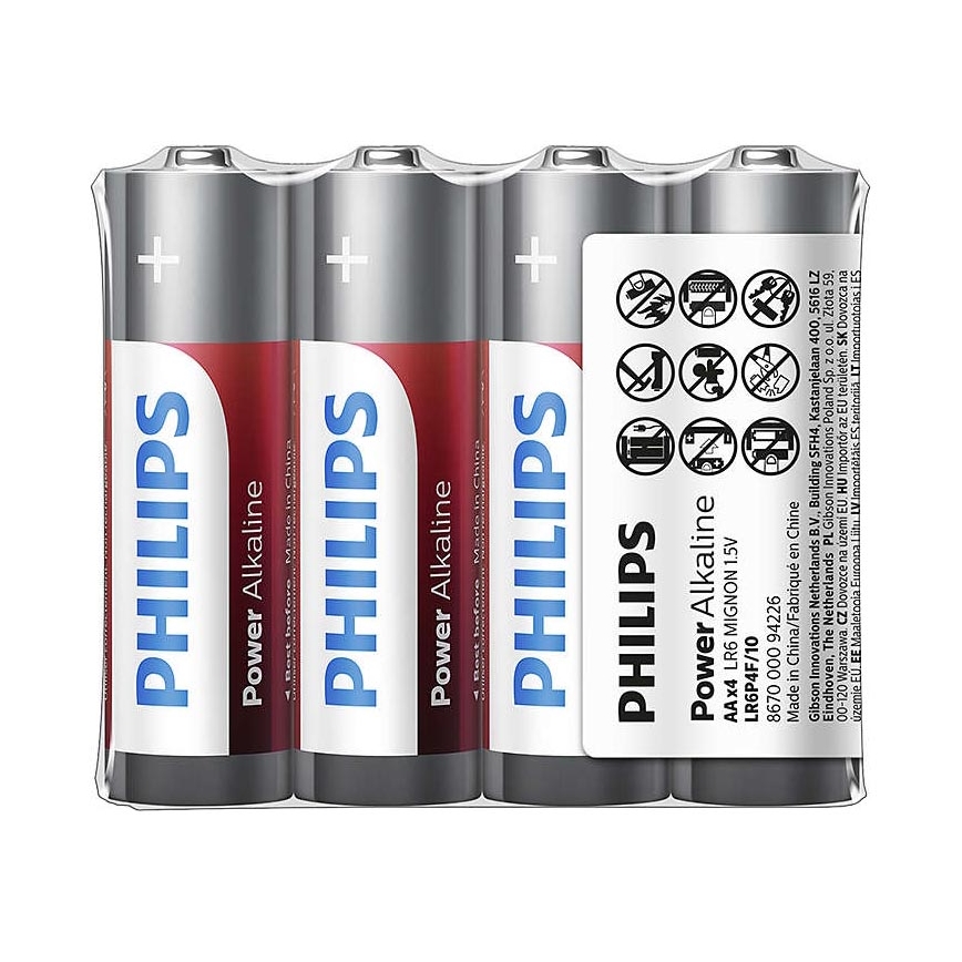 Philips LR6P4F/10 - 4 Stk. alkalische Batterie AA POWER ALKALINE 1,5V 2600mAh