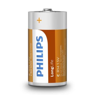 Philips R14L2B/10 - 2 Stück Zinkchlorid-Batterie C LONGLIFE 1,5V