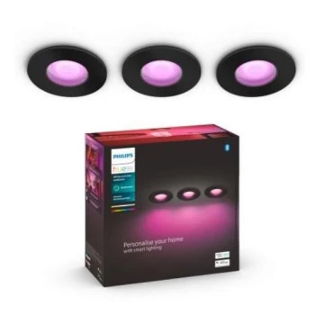 Philips -SET 3 x Dimmbare LED-RGBW-Einbauleuchte fürs Badezimmer Hue XAMENTO 1xGU10/5,7W/230V 2200-6500K IP44