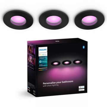 Philips - SET 3x Dimmbare LED-RGBW-Einbauleuchte für Badezimmer Hue XAMENTO 1xGU10/4,2W/230V 2000-6500K IP44