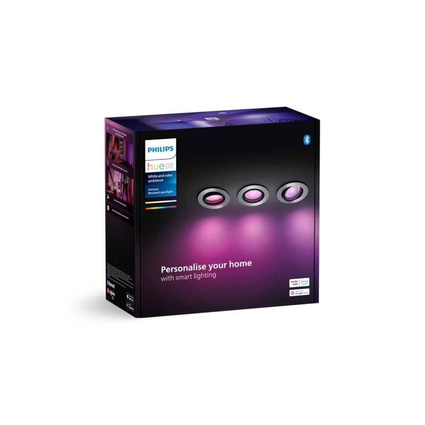 Philips - SET 3x Dimmbare LED-RGBW-Einbauleuchte Hue CENTURA 1xGU10/4,2W/230V 2000-6500K