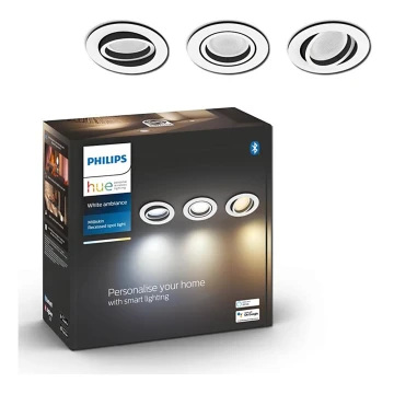 Philips - SET 3x LED dimmbare Einbaulampe Hue MILLISKIN 1xGU10/5,7W/230V 2200-6500K