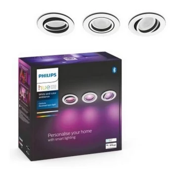 Philips - SET 3x LED RGB Dimmbares Einbaulicht Hue CENTURA 1xGU10/5,7W/230V 2000-6500K