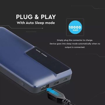 Power Bank mit Display 10000mAh/3,7V blau