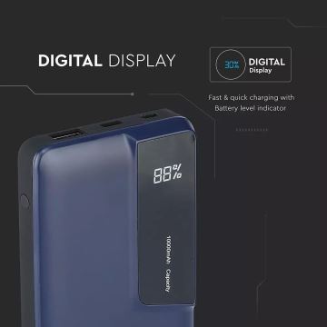 Power Bank mit Display 10000mAh/3,7V blau