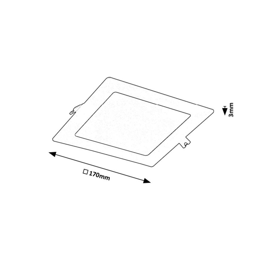 Rabalux - LED-Einbauleuchte LED/12W/230V 17x17 cm schwarz