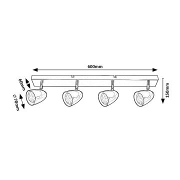 Rabalux - Strahler 4xGU10/5W/230V schwarz