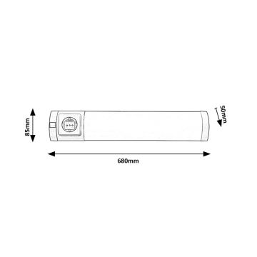 Rabalux - LED-Küchenunterbauleuchte mit Steckdose LED/8W/230V 4000K 68 cm mattes Chrom