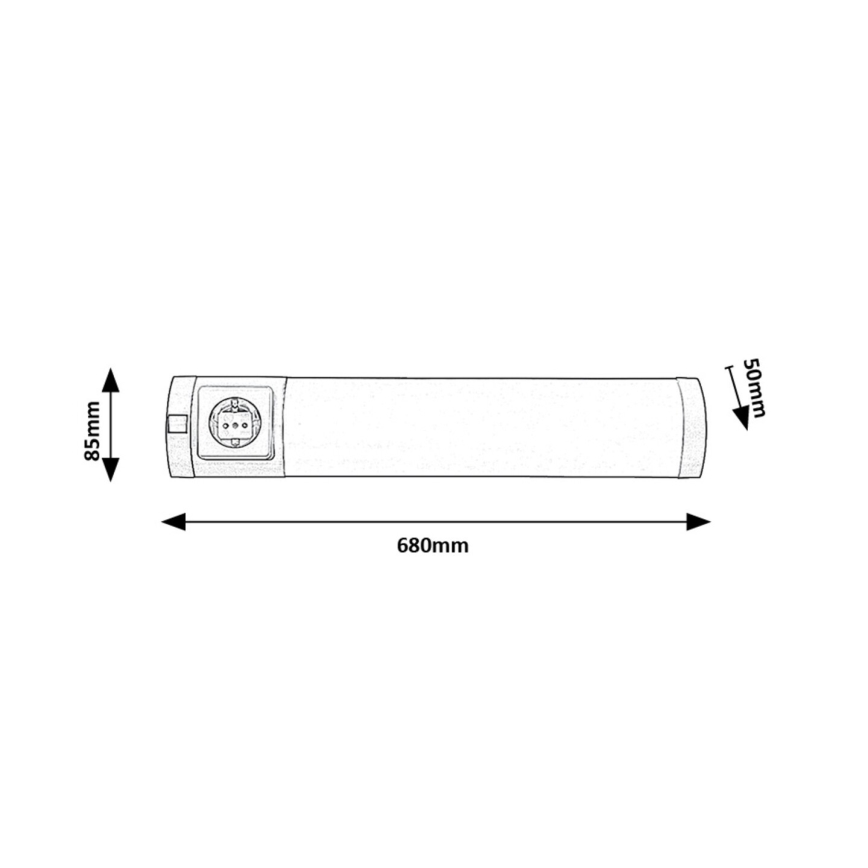 Rabalux - LED-Küchenunterbauleuchte mit Steckdose LED/8W/230V 4000K 68 cm mattes Chrom