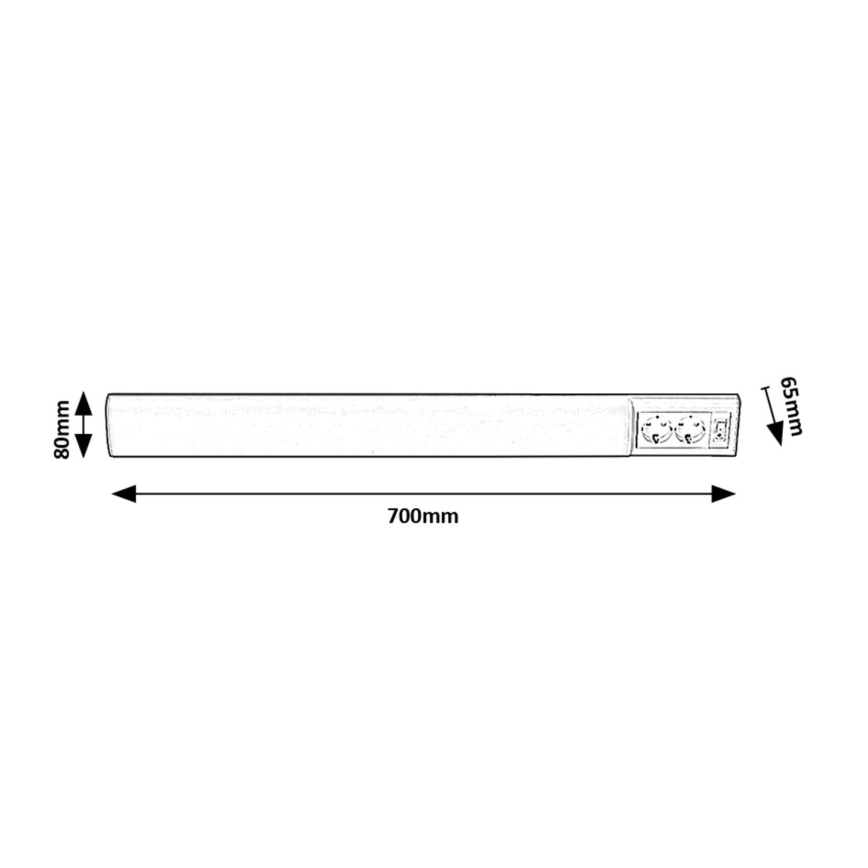 Rabalux - LED-Küchenunterbauleuchte mit 2 Steckdosen LED/15W/230V 4000K 70 cm weiß