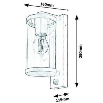 Rabalux - Außenwandleuchte mit Sensor 1xE27/60W/230V IP44