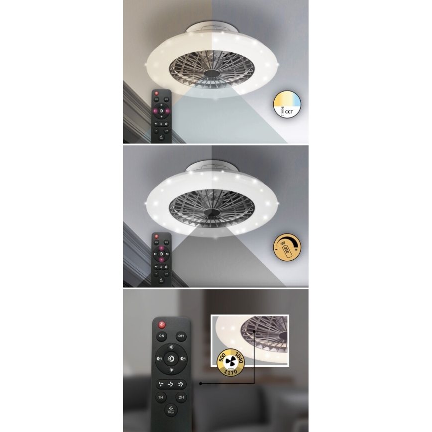 Rabalux - Dimmbare LED-Deckenleuchte mit Ventilator LED/30W/230V 3000-6500K + Fernbedienung