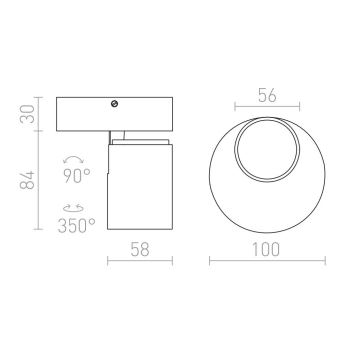 RED - Design Rendl - R12076 - Wand-Spotleuchte DUGME 1xGU10/35W/230V