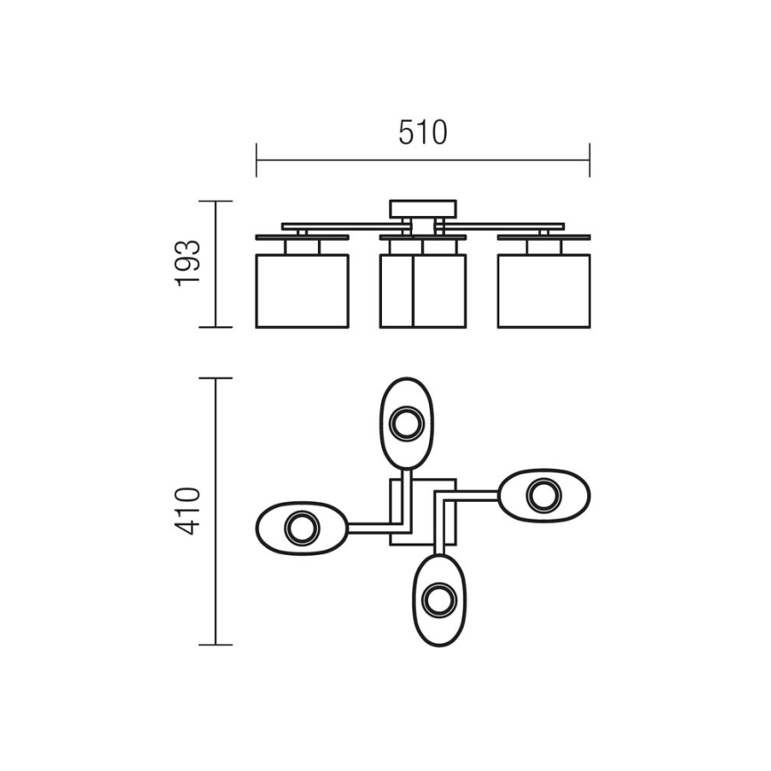 Redo 01-1029 - Aufbauleuchte SHAPE 4xE14/28W/230V