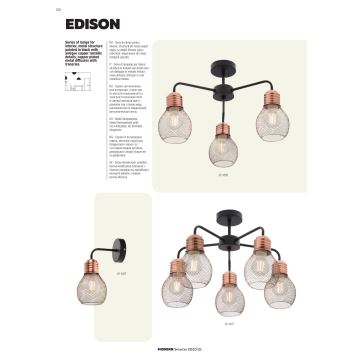 Redo 01-1576 - Kronleuchter EDISON 3xE27/42W/230V