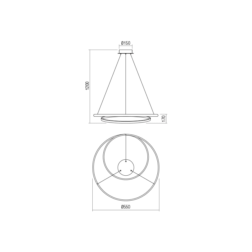 Redo 01-1794 - Dimmbare LED-Hängeleuchte an Schnur TORSION LED/29W/230V d 55 cm bronzen