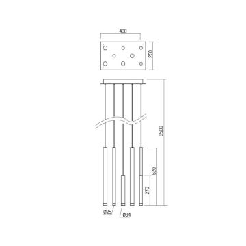 Redo 01-2046 - LED-Hängeleuchte an Schnur MADISON 8xLED/4W/230V golden