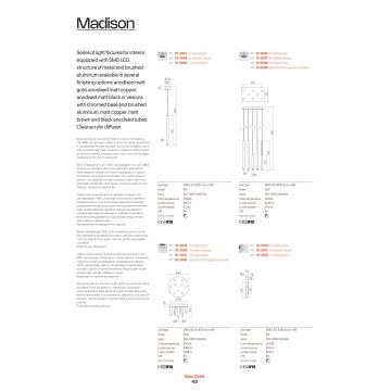 Redo 01-2047 - LED-Hängeleuchte an Schnur MADISON 8xLED/4W/230V kupfern