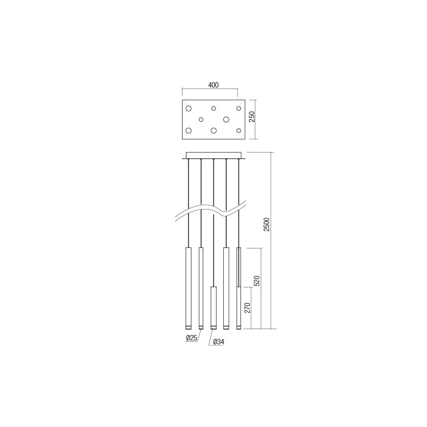 Redo 01-2047 - LED-Hängeleuchte an Schnur MADISON 8xLED/4W/230V kupfern