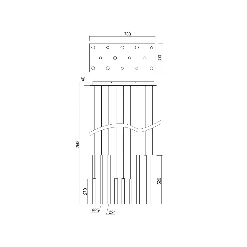 Redo 01-2057 - LED-Hängeleuchte an Schnur MADISON 14xLED/4W/230V glänzendes Chrom/schwarz/kupfern