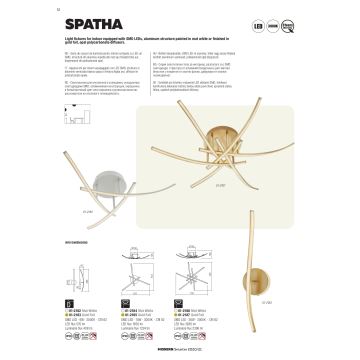 Redo 01-2185 - LED-Deckenleuchte SPATHA 3xLED/6W/230V 3000K golden